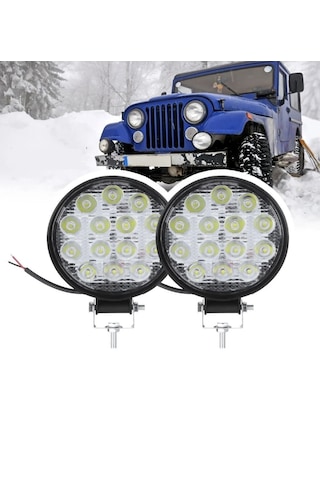 Point 2 Adet Off Road 14 Led 42 Watt Yuvarlak Traktör Tır Kamyon Tekne Sis Farı Çalışma Lambası 2 Adet