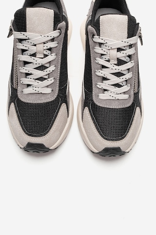 Luvishoes Rocca Buz Siyah Fermuar Detaylı Kadın Sneaker Buz Mavi - Siyah