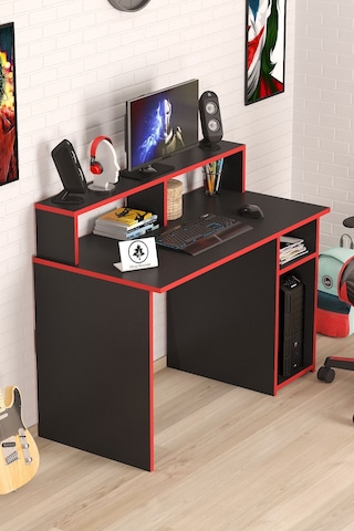 Nehir Düz Oyuncu Masası Gamer Masası 120x60 Cm Siyah