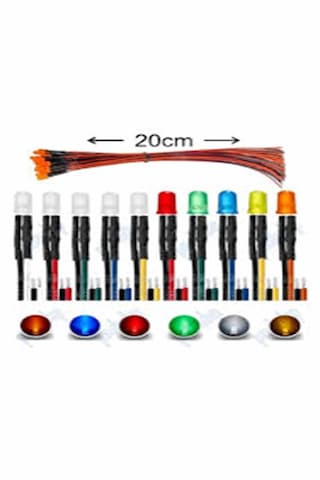 10 Adet 12v 5mm Diffüz Led 20 Cm Kablo Yeşil