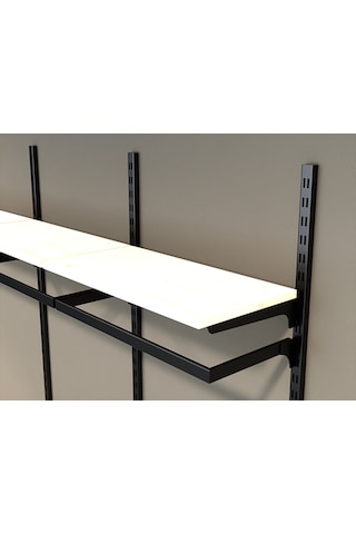 İkili Dekoratif Gardrop Raf Sistemi & Duvara Monte Giyim Odası Raf Sistemi Siyah - Beyaz