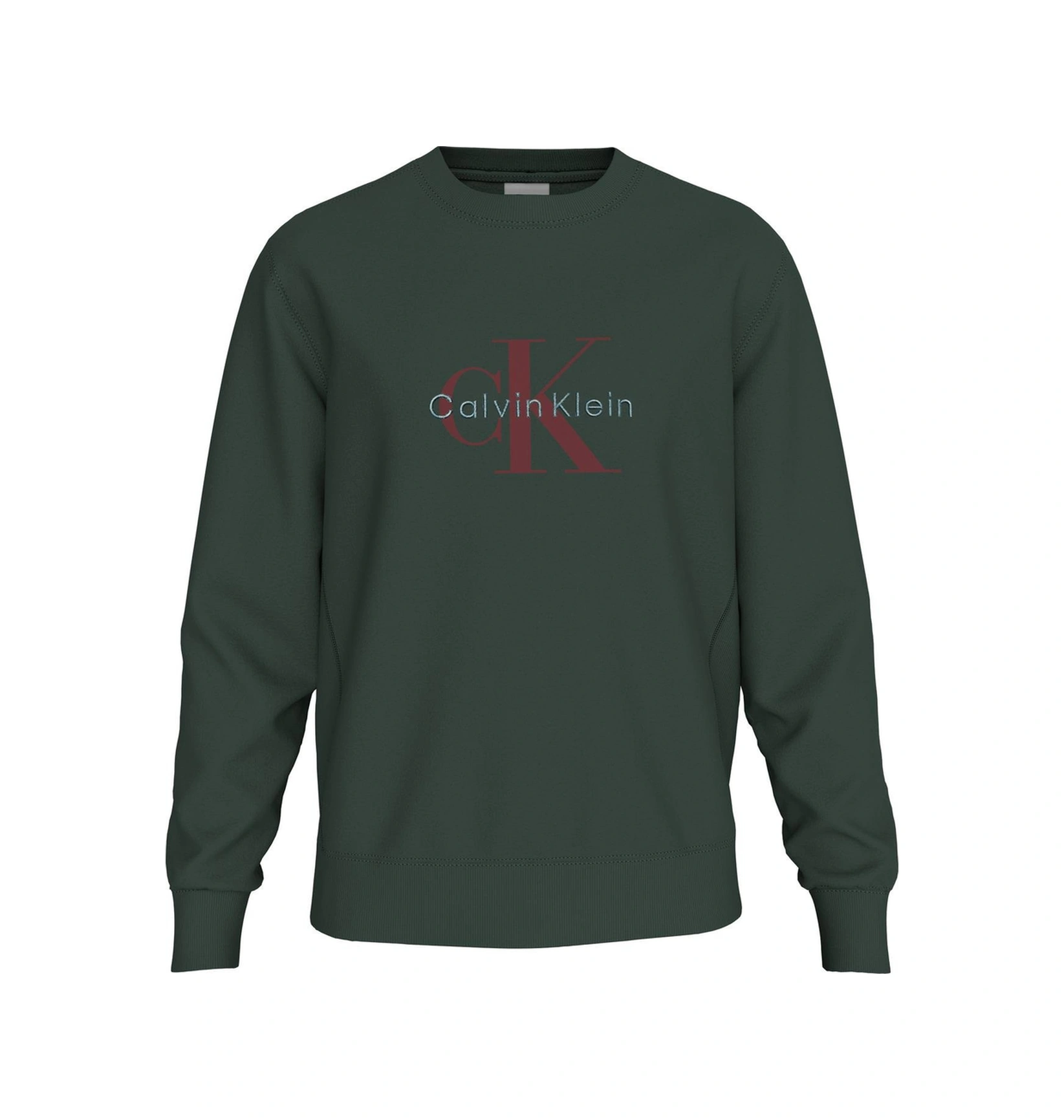 Calvin Klein Ls Premium Terry Monologo Cn Erkek Yeşil Sweatshirt-10560 Yeşil