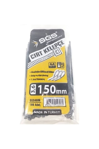 Sgs Cırt Kelepçe 3,6 X 150 Mm Siyah
