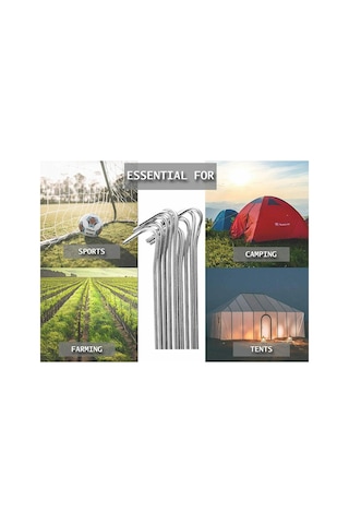 10mm 20 Cm Boy 10 Adet Paslanmaz Kaymaz Kancalı Çadır Branda Kazık Demiri 10 Mm X 20 Cm