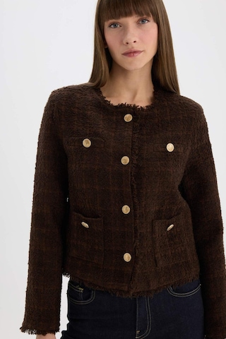 Defacto Regular Fit Bisiklet Yaka Tweed Blazer Ceket D8460ax24aubn298 Kahve