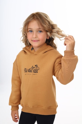 Toontoy Kids Toontoy Kız Çocuk Baskılı Sweatshirt Kahverengi