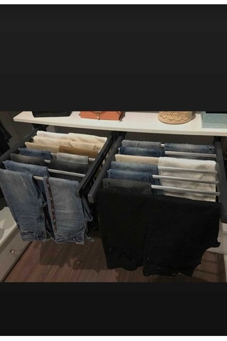 Dolap Içi Raylı Pantolonluk Askılığı 45 47 Cm Üst Rafa Montaj Olur Gri