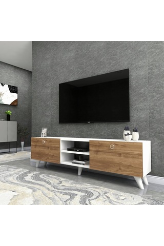 Dekorosso Veco Tv Ünitesi Ayaklı Beyaz-Ceviz