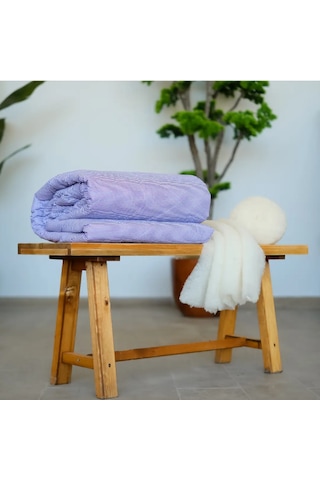 Özyurtlar Home %100 Merinos Kuzu Yün Pike Battal Boy 220x240 Lila - Mor