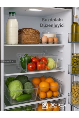 Jet's Home Buzdolabı İçi Düzenleyici Saklama Organizeri Bpa Free Düzenleyici Darbeye Dayanıklı 27x18x9 Cm Şeffaf