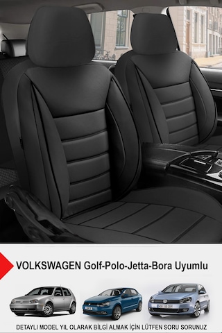 Jet Deri Oto Koltuk Kılıfı- Volkswagen Bora-golf-jetta-polo Uyumlu Siyah