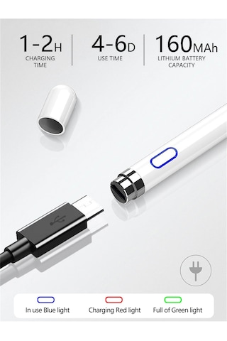Dokunmatik Şarjlı Tablet Kalem Stylus iPad Uyumlu Samsung Çizim
