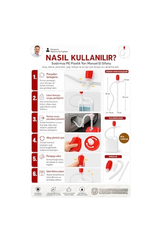 Transformacion Profesyonel Manuel Sıvı Transfer Sifon Pompası Seti - Benzin, Mazot, Yağ, Su Ve Kimyasal Uyumlu Taş