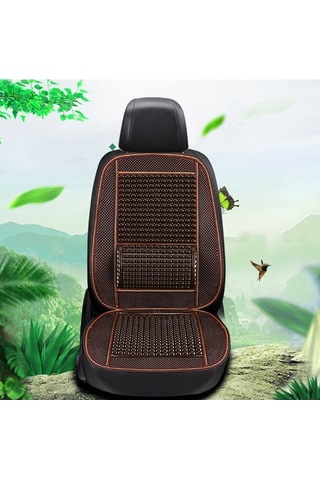 Novahub İmitasyon Ahşap Boncuk Yaz Araba Koltuk Minderi Kahve Serinleme, Kahve 50x105cm