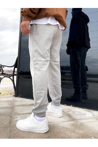 Unisex Şardonlu Eşofman Altı - Gri 001