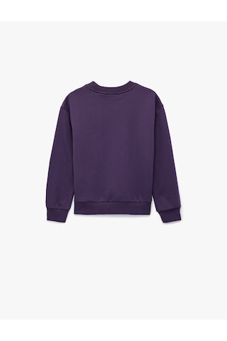 Koton Taş Detaylı Uzun Kollu Bisiklet Yaka Şardonlu Pamuklu Sweatshirt Mor 6wkg10084ak