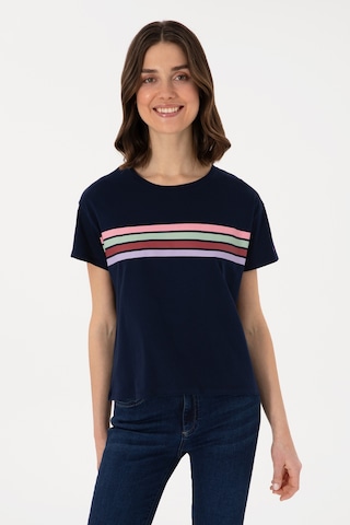 U.S. Polo Assn. Kadın Lacivert Bisiklet Yaka Tişört 50308639-VR033