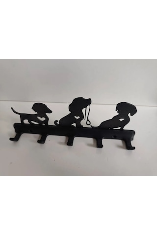 Buradabulabilirsin 3d Baskı Sosis Köpek Figürlü Anahtarlık Ve Tasma Askısı Duvar Askılığı Köpek Silüetli Askı Siyah Bbz