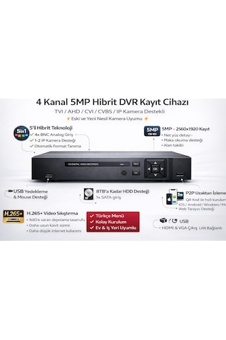 Ax-d108 8 Kanal 5mp H265+ Dvr Kayıt Cihazı