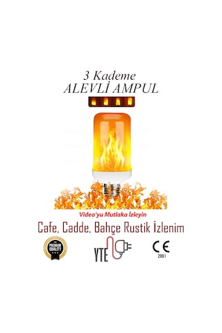Alev Ampul 3 Kademeli Cafe Bahçe Cadde Rustik Görünüm İçin 5 W