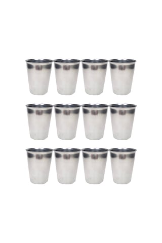 12 Adet Paslanmaz Çelik Krom Bardak 9 X 7,5 X 5,5cm Karışık