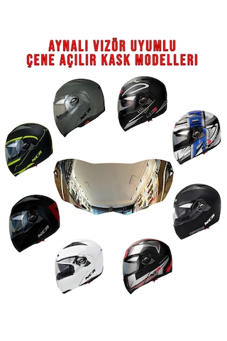 NCR Çene Açılır Kask Aynalı Vizör Camı 158 Standart
