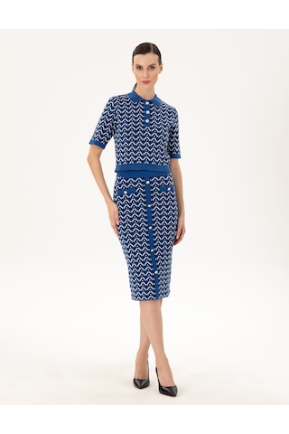 Pierre Cardin Kadın Saks Etek Triko 50290548-vr045 Saks