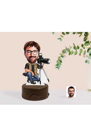Kişiye Özel Erkek Profesyonel Fotoğrafçı Karikatürlü Dekoratif 3D