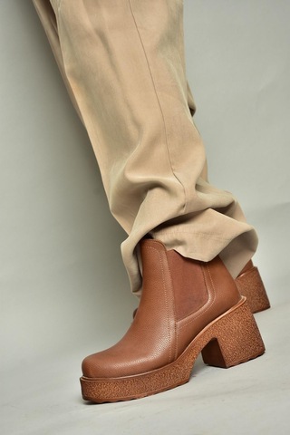 Fox Shoes T996220009 Taba Kalın Topuklu Kadın Bot Taba
