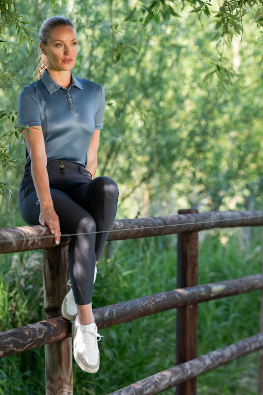 Pikeur Polo Shirt 1236 Lüks Fonksiyonel Spor Kadın Tişört Mavi