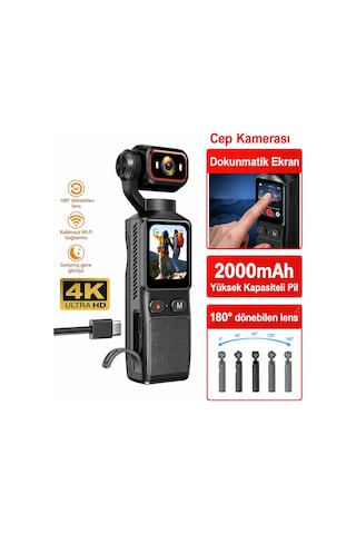 Glr L19 4k Ultra Hd Wi-fi Vlog Kamerası 180 Dönebilir Lens, 6 Eksenli Sarsıntı Önleyici Gimbal Dest