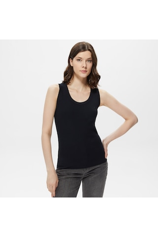 Nautica Kadın Siyah Kolsuz T-shirt Düz 35v422t Siyah