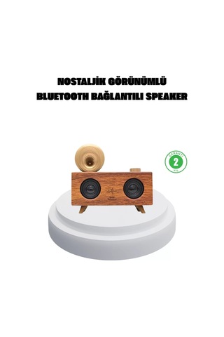 Home Çift Hoparlörlü Bluetooth Gramofon Speaker Fm Radyo, Usb, Sd Kart Ve Aux Girişli
