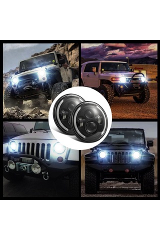 Suofeng 7" Evrensel Led Far H4-h13 Adaptörlü, 10000lm Parlaklık, Ip67 Su Geçirmez, Jeep Wrangler Ve Motosikletler İçin