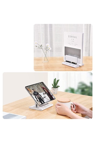 Telefon Tutuculu Laptop Macbook Uyumlu Dikey Stand-al4495 Beyaz