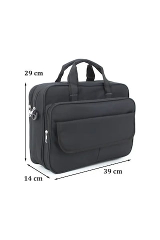 Case Club 104 Basic Siyah Evrak Laptop Çantası 15,6 Inç Omuz Askılı Su Geçirmez Kumaş Siyah