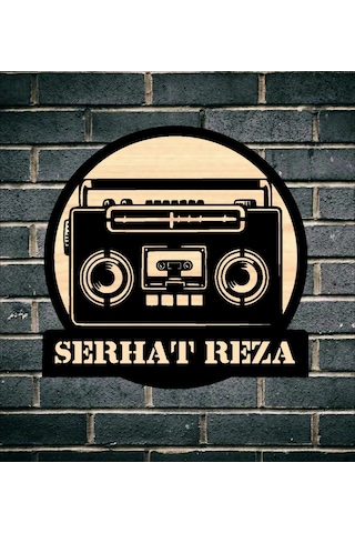 Kasetçalar Radyo Nostalji Temalı Ahşap Duvar Tablo