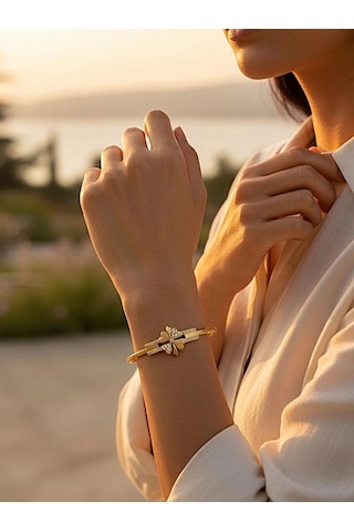 Altın Yonca Model Kelepçe Bilezik