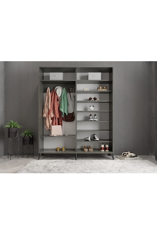 İmaj Sürgülü Portmanto Vestiyer Füme - Montaj Dahil 140 Cm