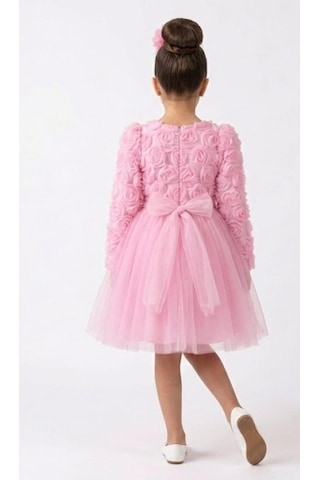 Mnk Baby & Kids Luvia Uzun Kol Kız Tütü Abiye Elbise M00810 Pembe