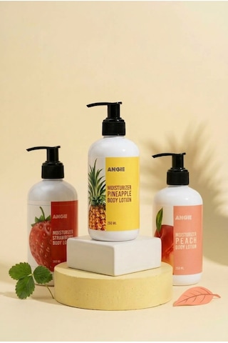 Angie Anan Şeftali Çilek 3 Lü Vücut Losyonu 250ml 3 Lü