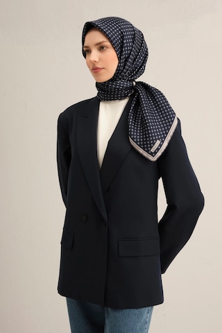 Armine Nostalji Serisi Sura İpek Eşarp 9345ds 11-lacivert-beyaz