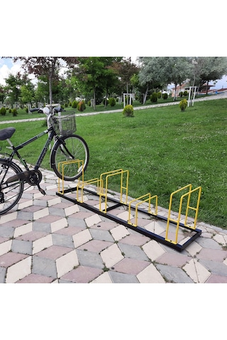 Bisiklet Park Alanı Apartman Bisiklet Park Yeri Metal 5'li Sarı - Siyah