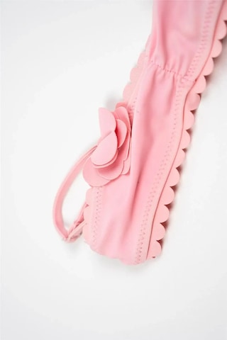 Adisia Kız Çocuk Pembe Çiçek Detaylı Bikini Takımı Pembe
