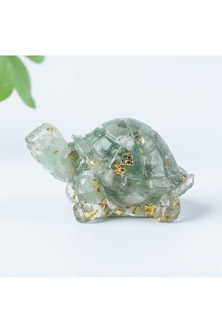 Yunboo Yeşil Kristal Kaplumbağa Figürü, Altın Folyo İle Zenginleştirilmiş, Ev Dekoru Ve Feng Shui, 1 Adet
