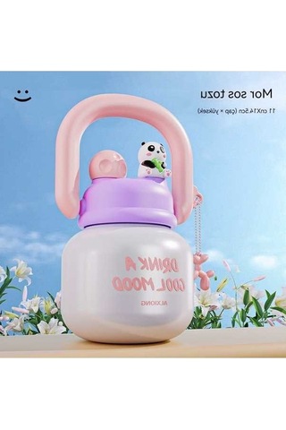 Maoyaya Sevimli Ve Taşın Çiftçiçki Büyük Göbek Termos Fincan Gümüş Renk Gümüş