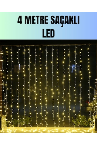 4 Metre Yılbaşı Şelale Led Perde Işık Ev Bahçe Dekor Diğer