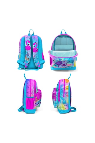 Coral High Mavi Pembe Flamingo İlkokul Ve Günlük Sırt Çantası - Kız Çocuk - Usb Soketli