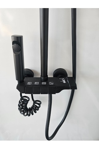 Piyano Duş Seti Kendinden Bataryalı Çoklu Fonksyon Kolay Montaj Uzatma Borusu Hediyeli Siyah