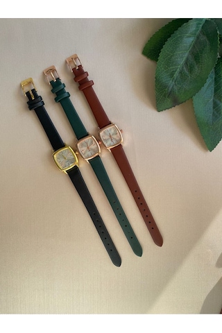Retro Minimal Vintage Deri Kordon Kadın Kol Saati Gümüş
